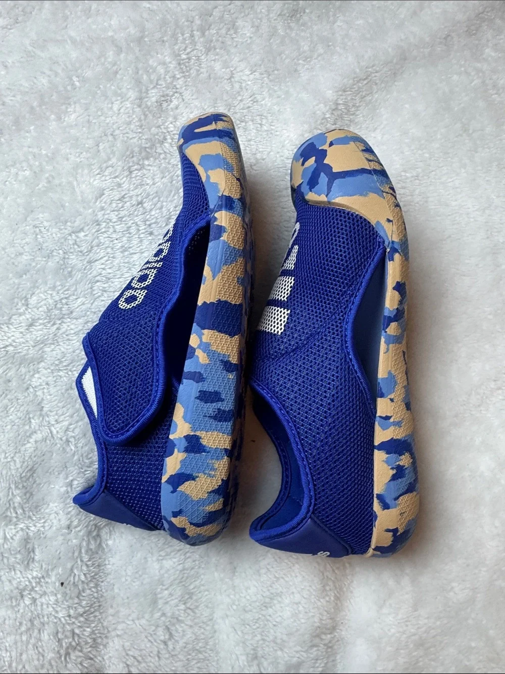 adidas Kids Royal Blue Slip-On Water Shoes with Camouflage Toe